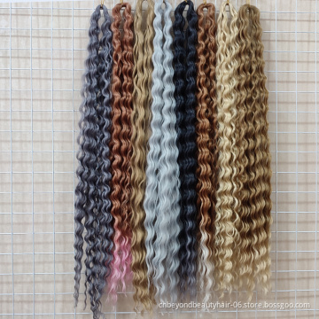 Synthetic Long Curly Braiding Hair  24inch 30inch 36inch Blonde Pink Brown Water Wave Crochet Wavy Braiding Hair